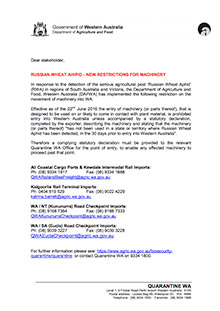 Wheat Ahipid - Machinery Restrictions