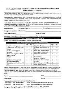 Tasmania Quarantine Declaration