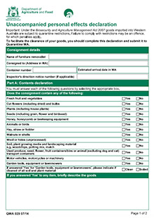 WA Quarantine Declaration